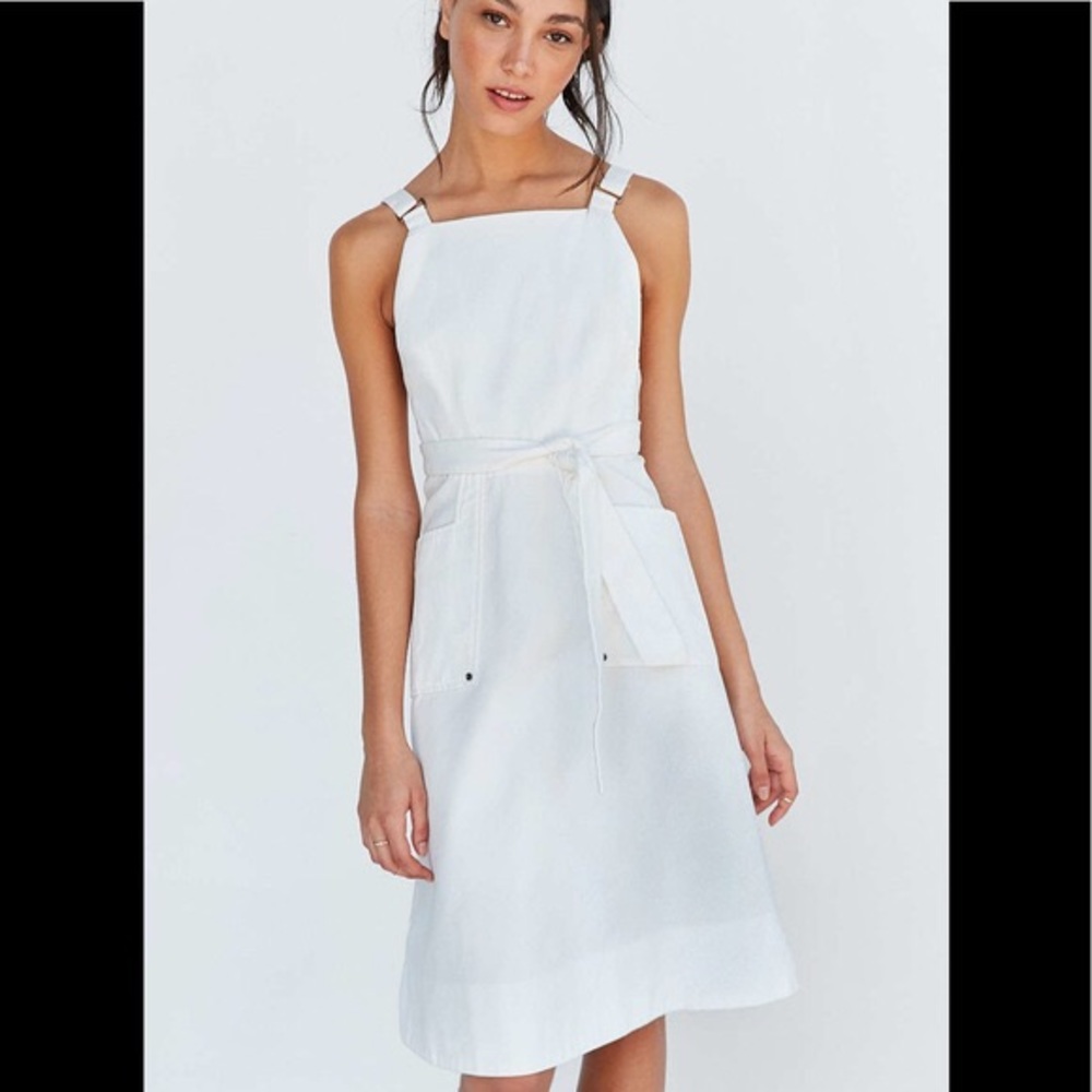 Women's White Jaysee Denim Apron Midi Dress